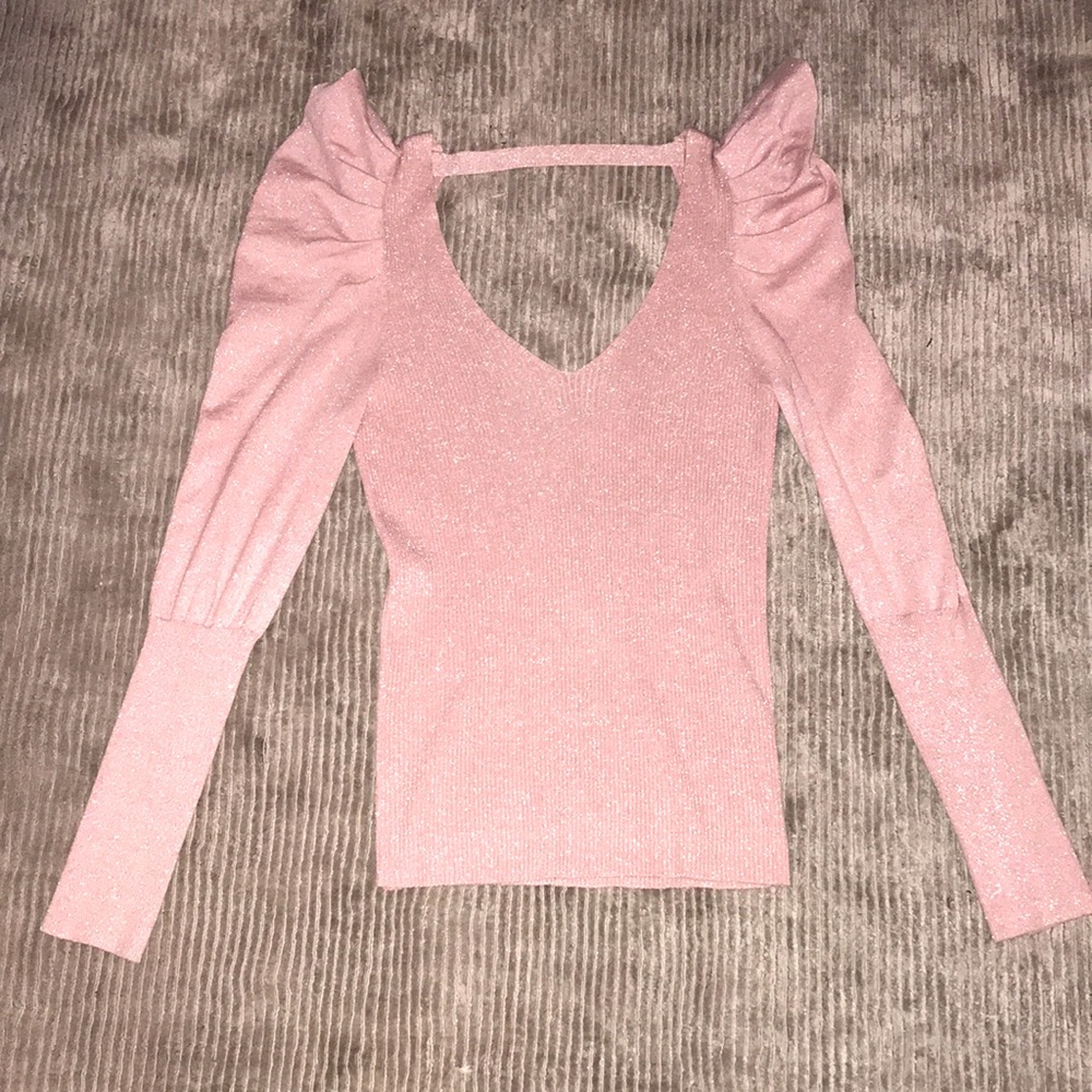 MissSelfridge Knit Sparkling Pink Puff Sleeve